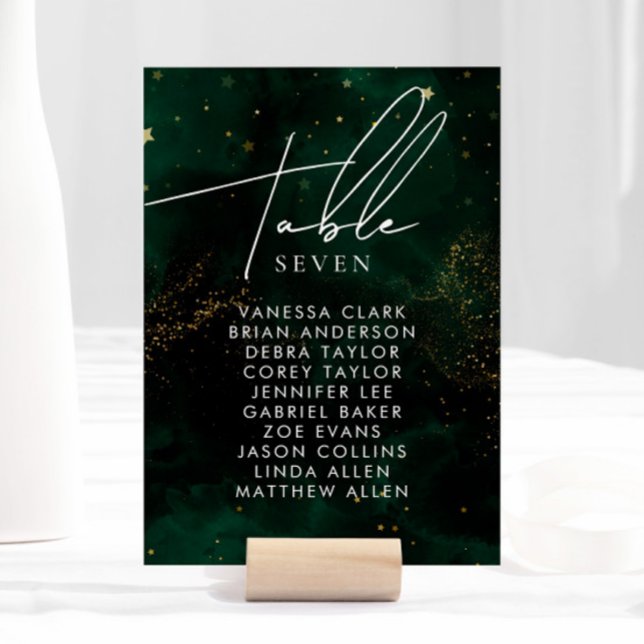 Numéro De Table Numéro de tableau Aquarelle foncée Vert Magique Or (Créateur téléchargé)