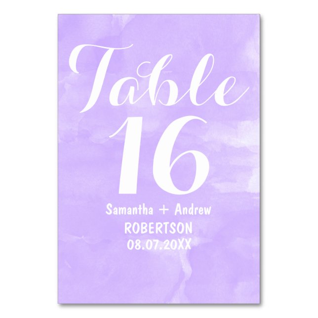 Numéro De Table Numéro de tableau de l'aquarelle de lavande violet (Par défaut)