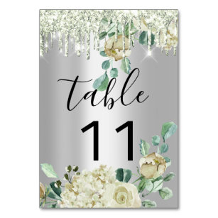 Numéro De Table Numéro de tableau Déchets Florals Mint Mariage Par
