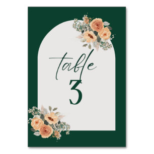 Numéro De Table Numéro de tableau, Élégant vert foncé floral