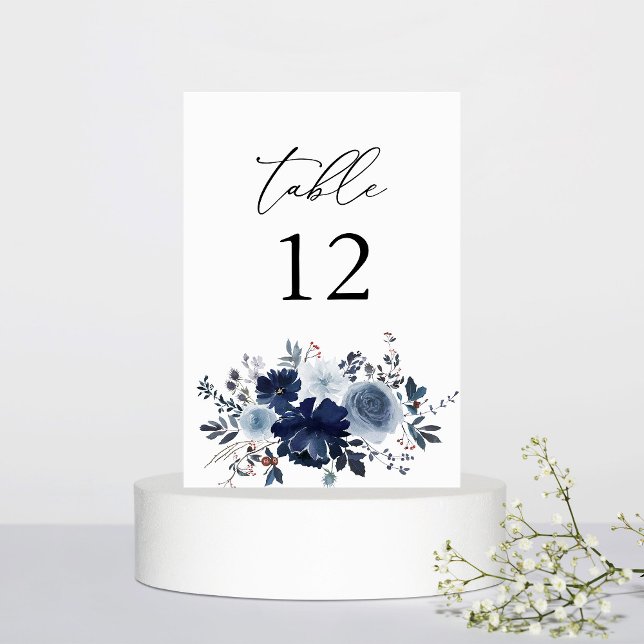 Numéro De Table Numéro de tableau Floral Blue & Navy (Créateur téléchargé)