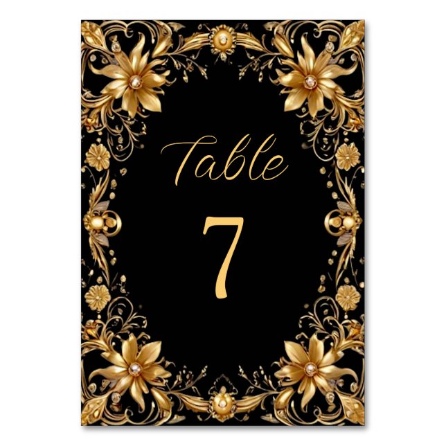 Numéro De Table Numéro de tableau Floral d'or (Par défaut)
