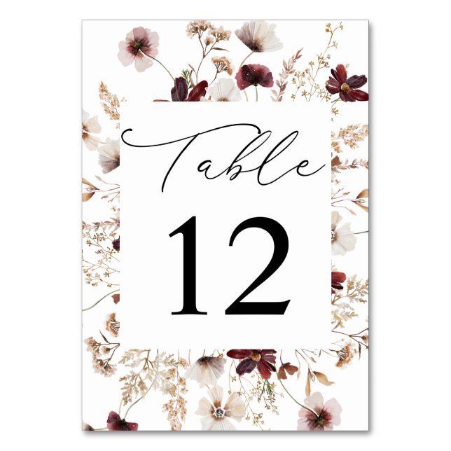 Numéro De Table Numéro de tableau Floral Fleur sauvage Automne (Par défaut)