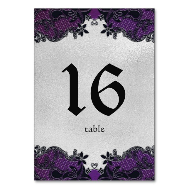 Numéro De Table Numéro de tableau Floral noir et pourpre (Par défaut)