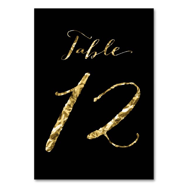 Numéro De Table Numéro de tableau mariage Black Gold Foil No 12 (Par défaut)