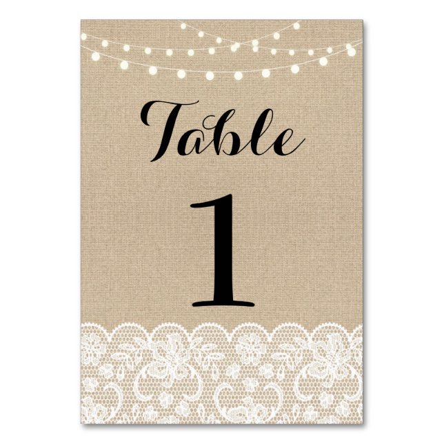 Numéro De Table Numéro de tableau Mariage Rustic Burlap Lights (Par défaut)
