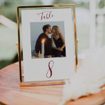 Numéro De Table Numéro de tableau photo du Mariage de script manus<br><div class="desc">Un élégant script de calligraphie écrit à la main dans une couleur rouge marsala profonde avec la photo en fait un excellent ajout et garder saké à votre table mariage. Personnalisez facilement votre photo et votre numéro de choix.</div>