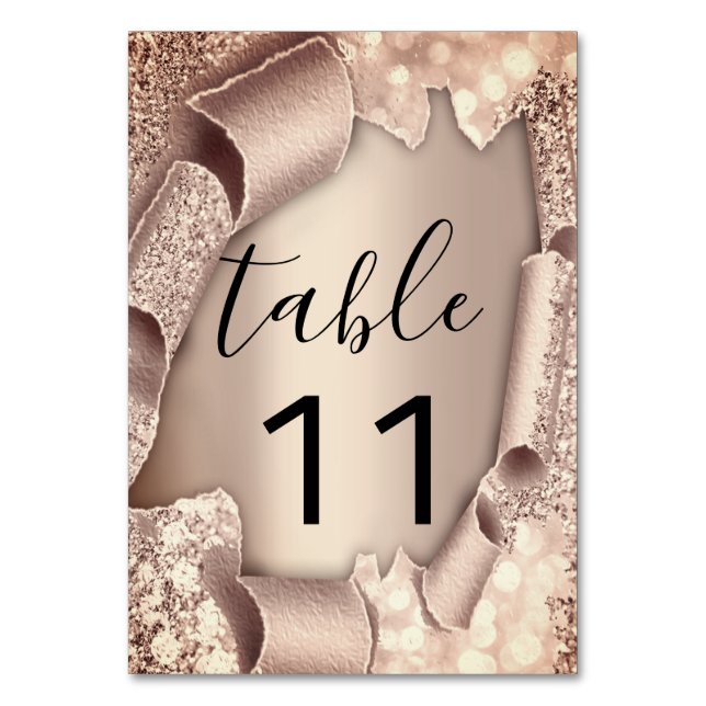 Numéro De Table Numéro de tableau Rose Parties scintillant d'or 3D (Par défaut)