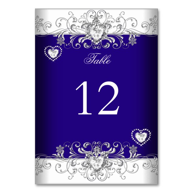 Numéro De Table Numéro de tableau Royal Blue Mariage Silver Diamon (Par défaut)