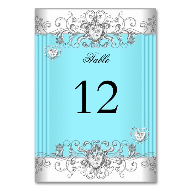 Numéro De Table Numéro de tableau Turquoise Mariage bleu Silver Di (Par défaut)