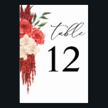 Numéro De Table Numéro du tableau Floral rouge<br><div class="desc">Habillez vos tables de mariage ou de fête avec votre carte de numéro de table Floral rouge.</div>