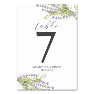 Numéro De Table Numéro du tableau mariage Lavande botanique