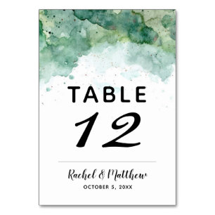 Numéro De Table Numéros de tableau Abstrait de l'aquarelle verte m