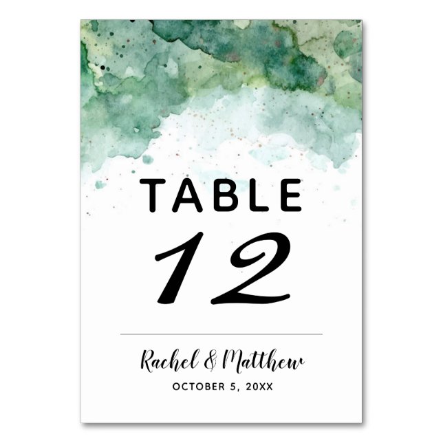 Numéro De Table Numéros de tableau Abstrait de l'aquarelle verte m (Par défaut)
