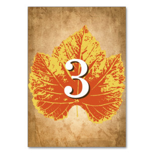 Numéro De Table Numéros de tableau des Mariages d'automne Rustic