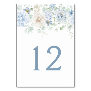 Numéro De Table Numéros de tableau floral bleu et blanc
