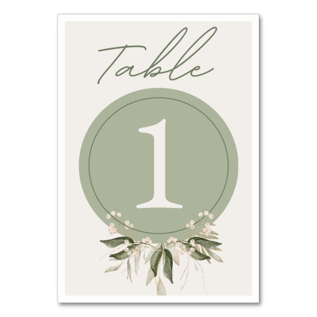 Numéro De Table Numéros de tableau floral vert Sage (Par défaut)