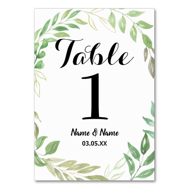 Numéro De Table Numéros de tableau Mariage Foliage Feuille Mariage (Dos)