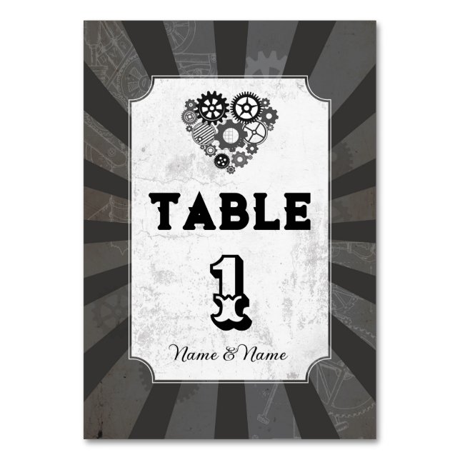 Numéro De Table Numéros de tableau Mariage Steampunk Coeurs Mariag (Par défaut)