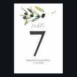 Numéro De Table Numéros de tableau mariage Thèmes de Mariage d'oli<br><div class="desc">Ajoutez une touche de charme intemporel à votre célébration avec ces numéros de table d'aquarelle personnalisés, avec un design de branche d'olivier botanique peint à la main. Parfaites pour les thèmes mariages d'olivier, les thèmes élégants de la douche de mariage, ou les tables d'idées mariages simples, ces cartes de table...</div>