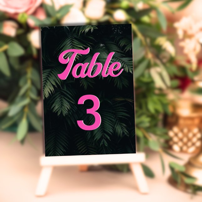 Numéro De Table Numéros de tableau modernes en néon tropical (Custom Neon Tropical Pink Modern Table Numbers)