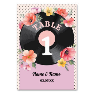 Numéro De Table Numéros de tableau Musique Mariage Floral 1950