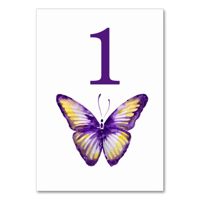 Numéro De Table Numéros de tableau papillon Aquarelle violette et  (Par défaut)