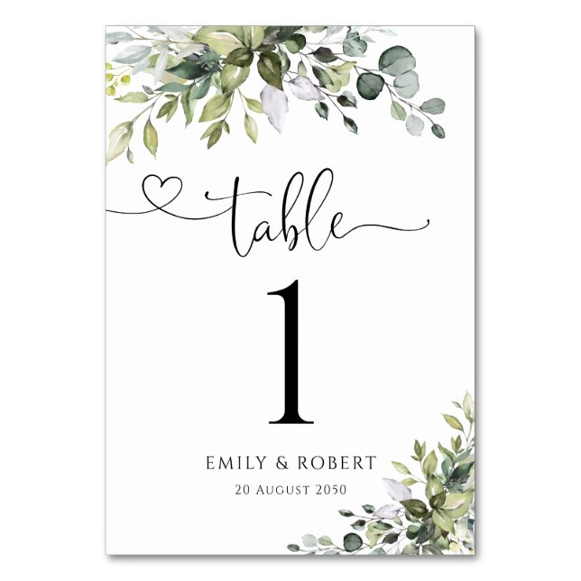 Numéro De Table Numéros de tables de mariage au eucalyptus (Par défaut)