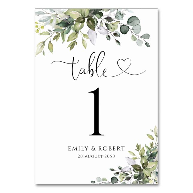 Numéro De Table Numéros de tables de mariage au eucalyptus (Par défaut)