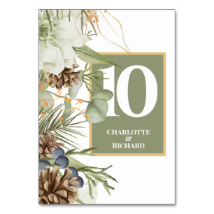 Numéro De Table Numéros des tables de bordure en Pinecones rustiqu