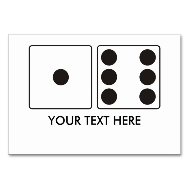 Numéro De Table Numéros DICE pips 1 + 6 + votre texte (Devant)