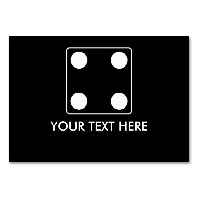 Numéro De Table Numéros DICE pips blanc 4 + votre texte (Devant)