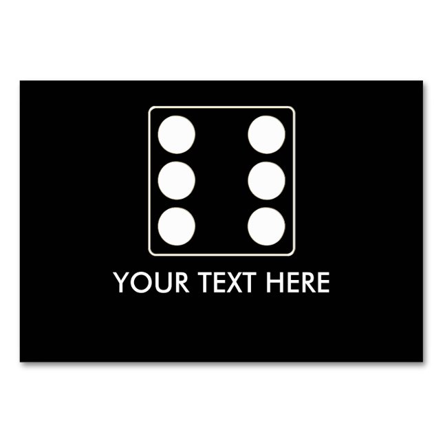Numéro De Table Numéros DICE pips blanc 6 + votre texte (Devant)