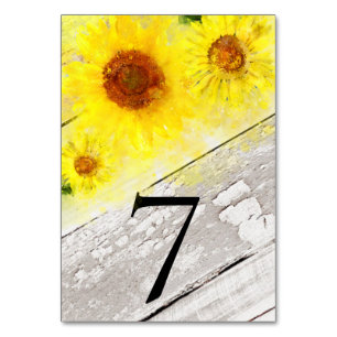 Numéro De Table *~* NUMÉROS DU TABLEAU - Tournesol jaune vieux boi