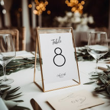 Numéros minimalistes de table Mariage - Table élég