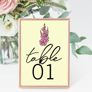 Numéro De Table Numéros minimalistes des Mariages de gladiolus ros