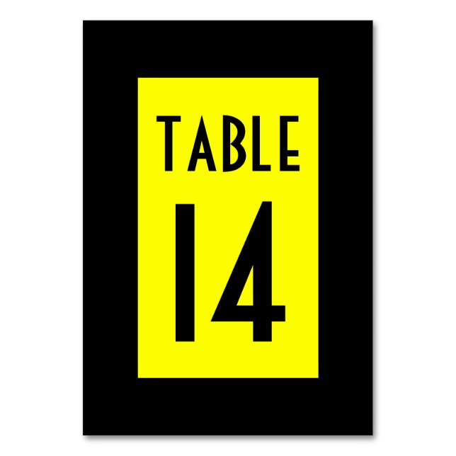 Numéro De Table Numéroté noir et jaune (Dos)