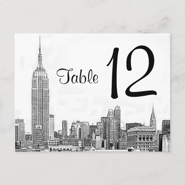 Numéro de table NYC Skyline Etched 01 (Devant)