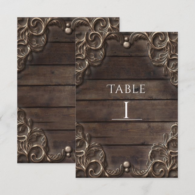 Numéro de table occidental vintage en dentelle et  (Devant / Derrière)
