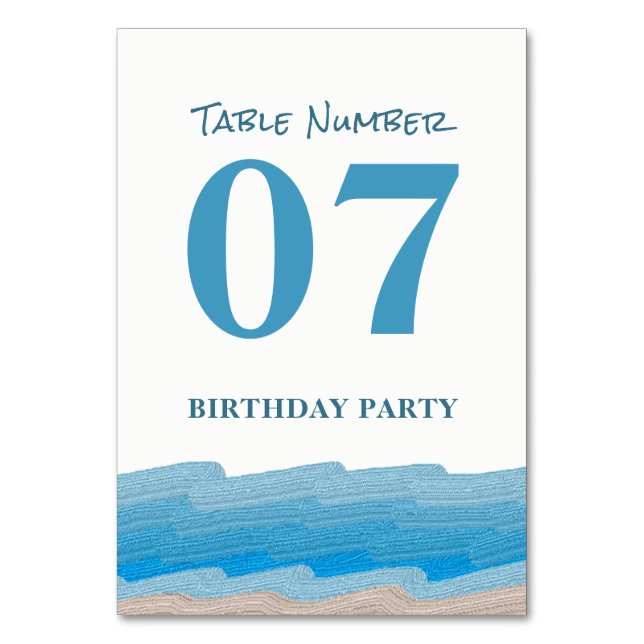 Numéro De Table Ocean Beach Anniversaire Table No. (Par défaut)