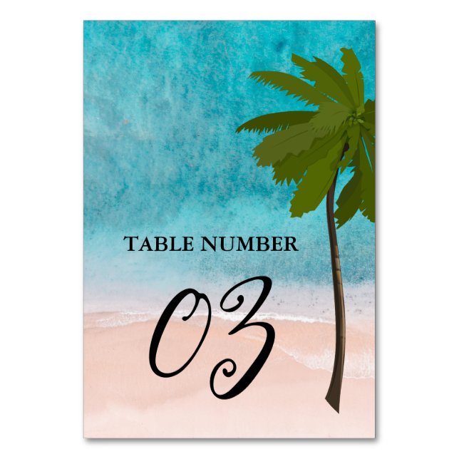 Numéro De Table Ocean Beach Palm Tree Mariage (Par défaut)