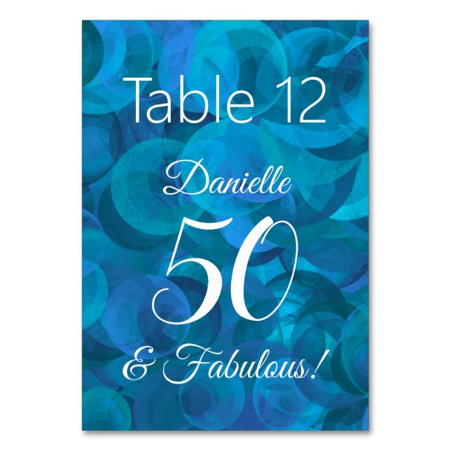 Numéro De Table Ocean Blue 50 et Fabulous Birthday Party Nom (Par défaut)