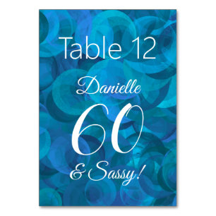 Numéro De Table Ocean Blue 60 et Sassy Anniversaire Nom de la fête