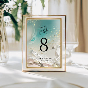 Numéro de table Océan sarcelle Rivage éthéré