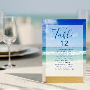 Numéro De Table Ocean Waves Photo Beach Mariage avec noms
