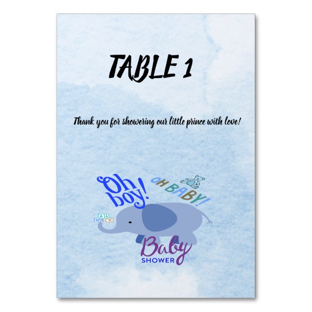 Numéro De Table Oh Garçon ! Oh Bébé ! Baby Shower Bleu 2 tons Fond (Par défaut)