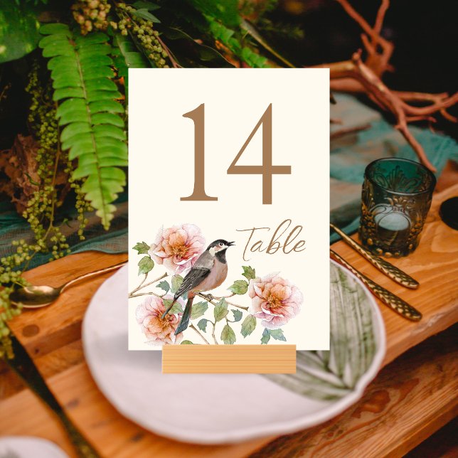 Numéro De Table Oiseau dans une robe de mariée florale (Créateur téléchargé)