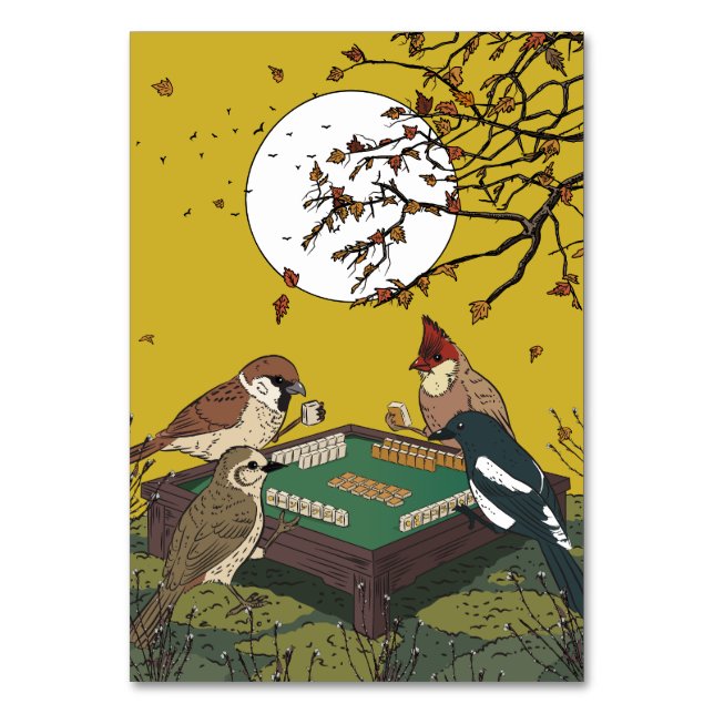Numéro De Table Oiseaux jouant au Mahjong  (Par défaut)