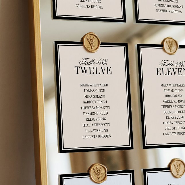 Numéro De Table Old Money Classic Luxury Black Cream Wedding (Créateur téléchargé)