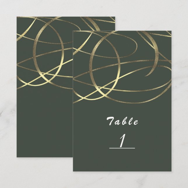Numéro de table Olive Army vert et or Faux feuille (Devant / Derrière)